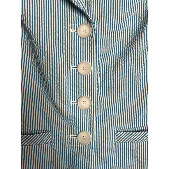 Talbots, seersucker, blue & white pin stripes - Picture 4 of 10